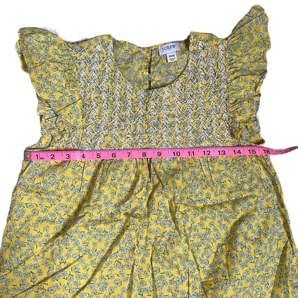 J. Crew Yellow Floral Embroidered Flutter Sleeve Top Blouse - Picture 3 of 9